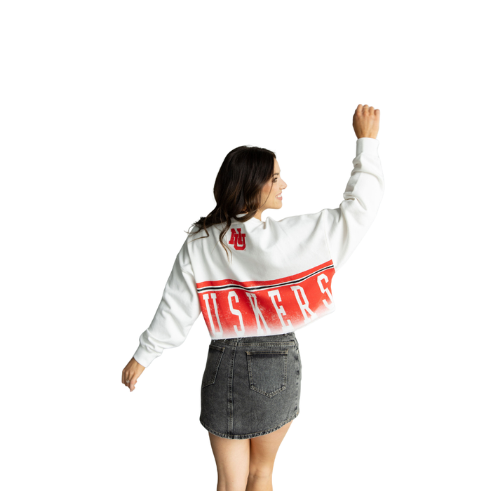 Women's Nebraska Huskers Conway Crop Longsleeve - WHT - NEBRASKA