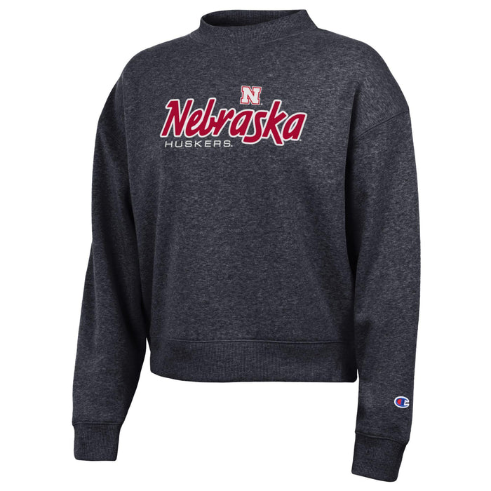 Women's Nebraska Huskers Embroidered Sweatshirt - BLACK