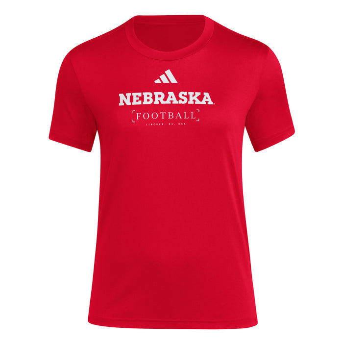 Women's Nebraska Huskers Adidas Football Pregame T-Shirt - RED-NEB