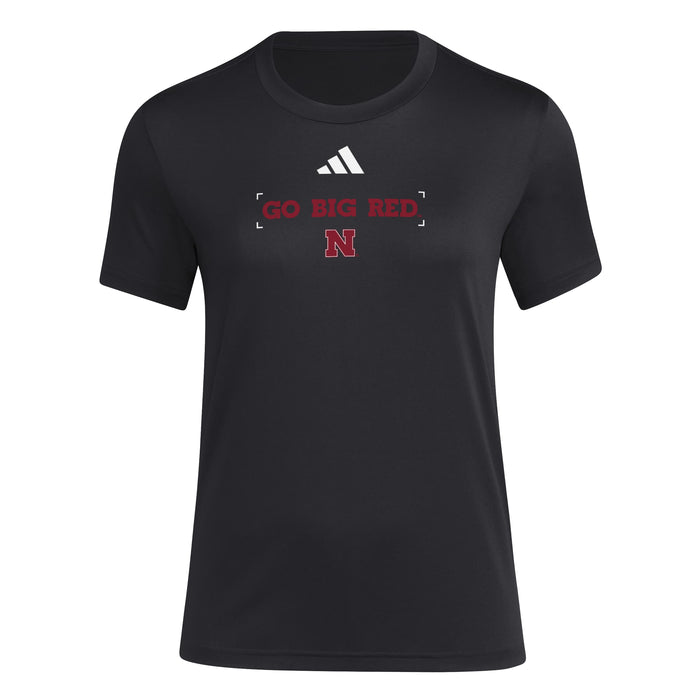 Women's Nebraska Huskers Adidas Go Big Red Pregame T-Shirt - BLK-NEB
