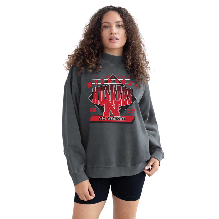 Women's Nebraska Huskers Nantucket Mockneck - DGRY-NEB
