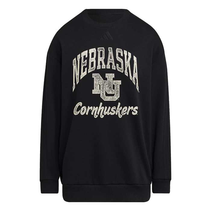 Women's Nebraska Huskers Adidas Soft Lux Sweatshirt - BLK-NEB