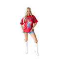 Women's Nebraska Huskers Southern Split Oversized Band T-Shirt - RED