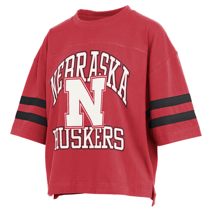 Women's Nebraska Huskers Wayne Taylor Oversized Jersey Shirt - RED