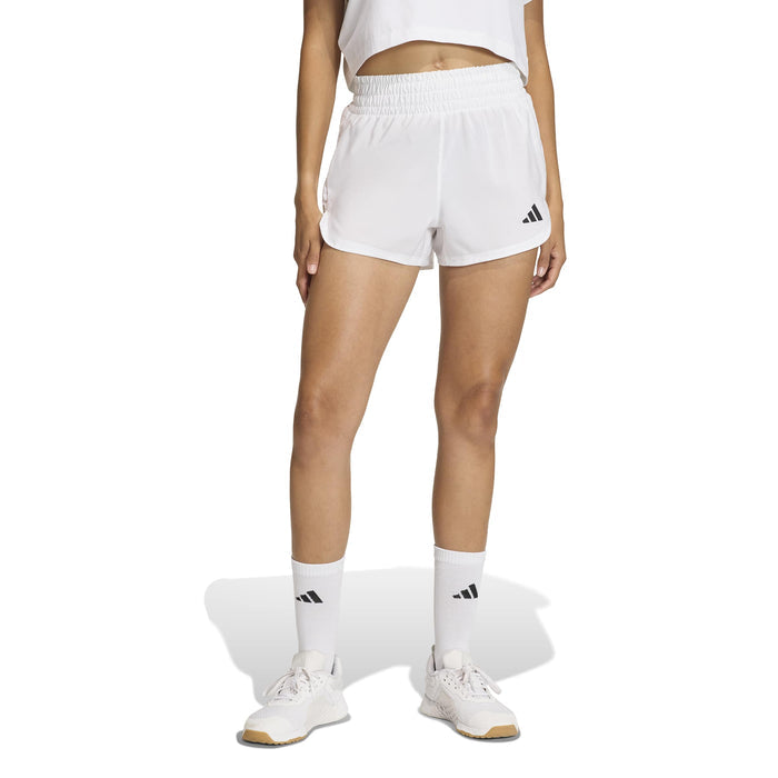 Women's Adidas Pacer Workout Woven High Rise Shorts - WHITE