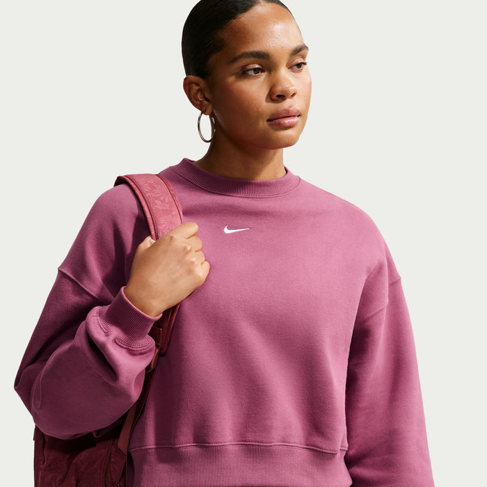Women's Nike Studio Fleece Medium Weight Oversized Cropped Sweatshirt - 654 - PINK SMOKE