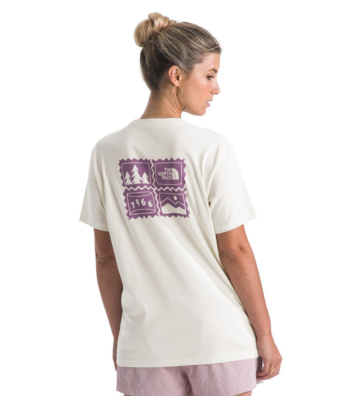 Women's The North Face Exploring Stamps T-Shirt - QLI - WHITE DUNE