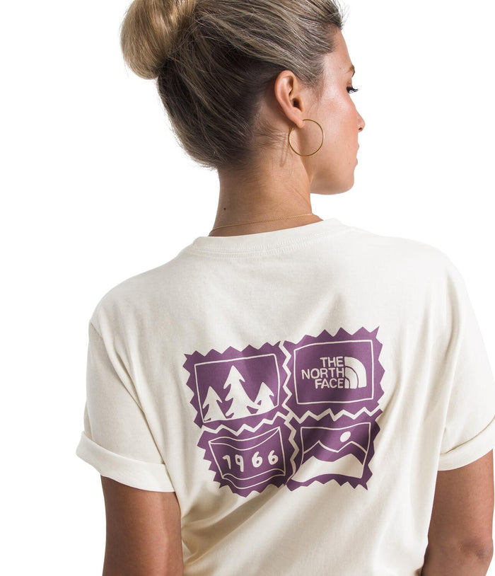 Women's The North Face Exploring Stamps T-Shirt - QLI - WHITE DUNE